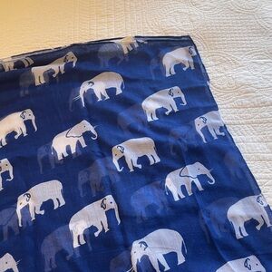 Blue and White Elephant Scarf NWOT